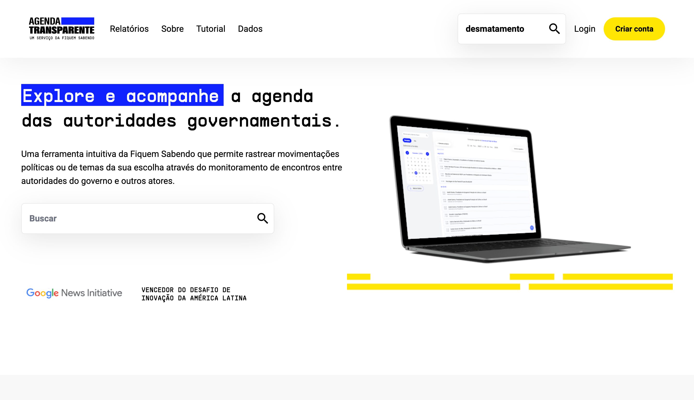 Campo de busca no topo do site com um termo de pesquisa digitado